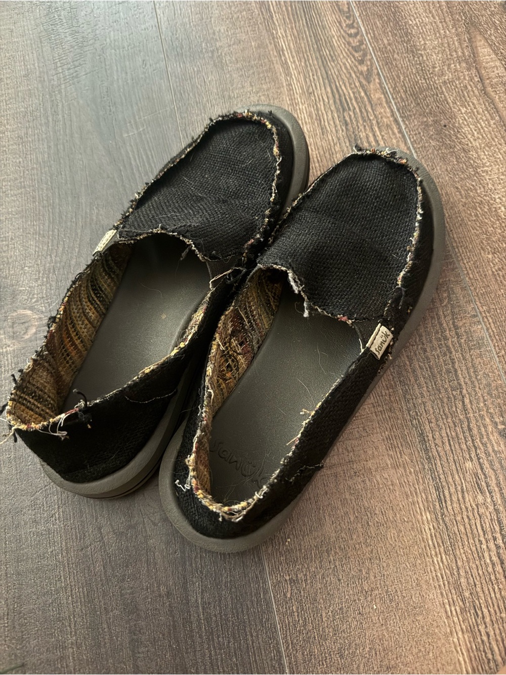 Black Sanuk Slip-On Canvas Casual Shoes